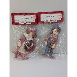 Set of 2 Little Folk Dolls NEW Fibre Craft #7294